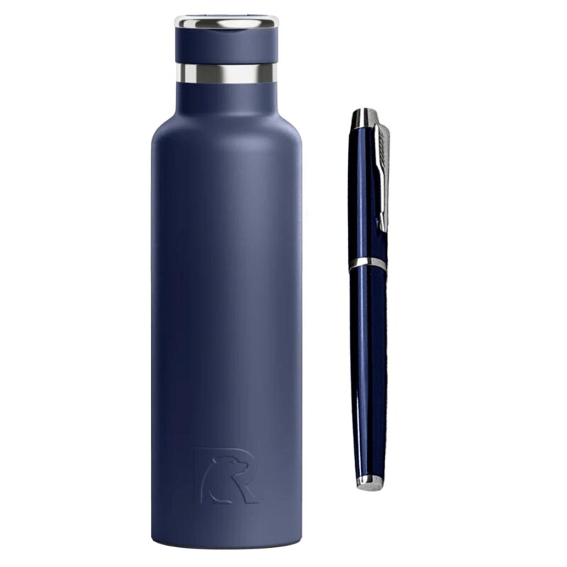 Custom 20 oz RTIC® Leak-Resistant Water Bottle & Chrome Trim Pen Gift Set - 2